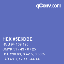 カラーコード: HEX #5E6DBE | qconv.com