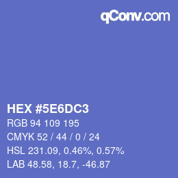 Farbcode: HEX #5E6DC3 | qconv.com