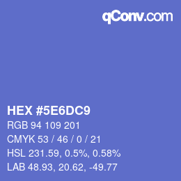 Farbcode: HEX #5E6DC9 | qconv.com