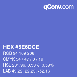 Color code: HEX #5E6DCE | qconv.com