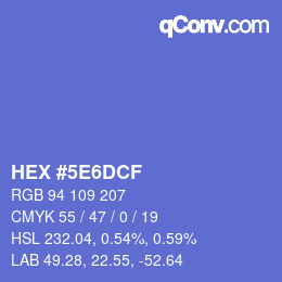 カラーコード: HEX #5E6DCF | qconv.com