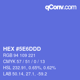 Color code: HEX #5E6DDD | qconv.com