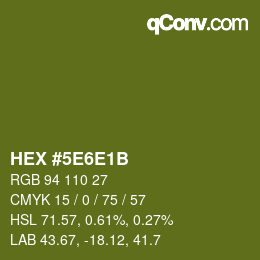 Color code: HEX #5E6E1B | qconv.com