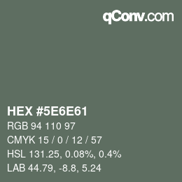 Color code: HEX #5E6E61 | qconv.com