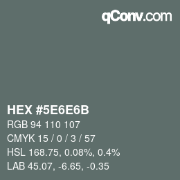 Code couleur: HEX #5E6E6B | qconv.com