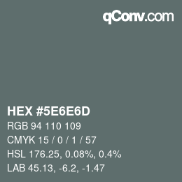 Color code: HEX #5E6E6D | qconv.com