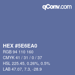 Color code: HEX #5E6EA0 | qconv.com