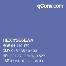 Color code: HEX #5E6EAA | qconv.com