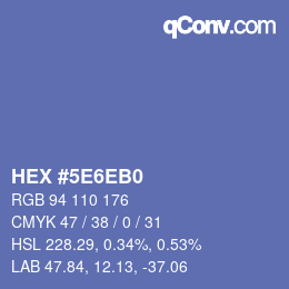 Color code: HEX #5E6EB0 | qconv.com