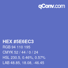 Color code: HEX #5E6EC3 | qconv.com