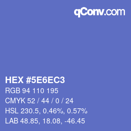 Código de color: HEX #5E6EC3 | qconv.com