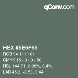 Color code: HEX #5E6F65 | qconv.com