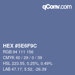 Color code: HEX #5E6F9C | qconv.com