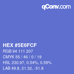 Farbcode: HEX #5E6FCF | qconv.com