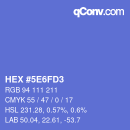 カラーコード: HEX #5E6FD3 | qconv.com