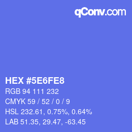 Farbcode: HEX #5E6FE8 | qconv.com