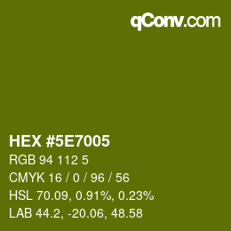 Farbcode: HEX #5E7005 | qconv.com