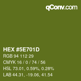 カラーコード: HEX #5E701D | qconv.com