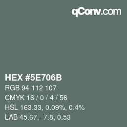 Color code: HEX #5E706B | qconv.com