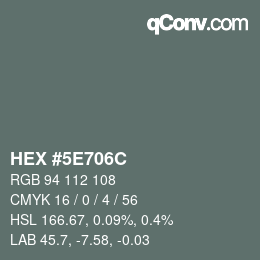 Color code: HEX #5E706C | qconv.com