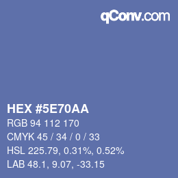 Color code: HEX #5E70AA | qconv.com