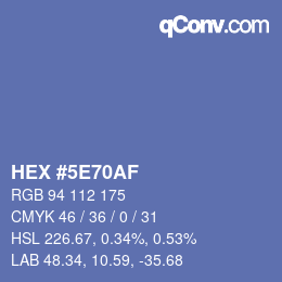 Color code: HEX #5E70AF | qconv.com