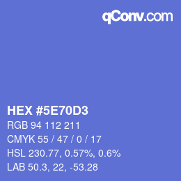 Code couleur: HEX #5E70D3 | qconv.com