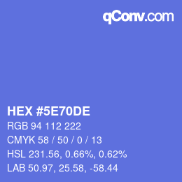 Color code: HEX #5E70DE | qconv.com