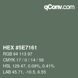 Color code: HEX #5E7161 | qconv.com