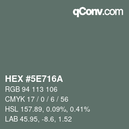 Color code: HEX #5E716A | qconv.com