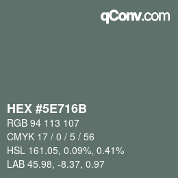 Color code: HEX #5E716B | qconv.com