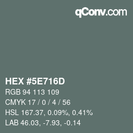 Color code: HEX #5E716D | qconv.com