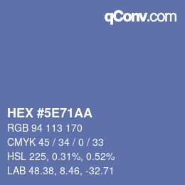 Color code: HEX #5E71AA | qconv.com