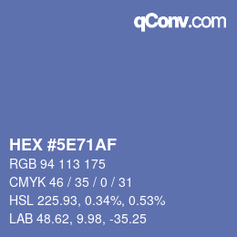 Farbcode: HEX #5E71AF | qconv.com