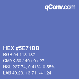 Color code: HEX #5E71BB | qconv.com