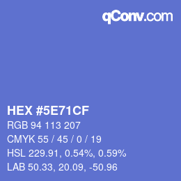 Color code: HEX #5E71CF | qconv.com