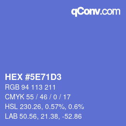 Code couleur: HEX #5E71D3 | qconv.com