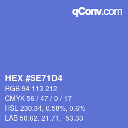 颜色代码: HEX #5E71D4 | qconv.com