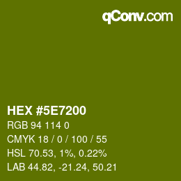 Code couleur: HEX #5E7200 | qconv.com