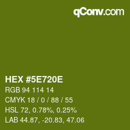 Farbcode: HEX #5E720E | qconv.com