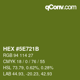 Color code: HEX #5E721B | qconv.com