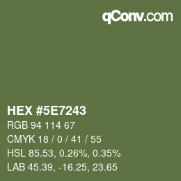 Color code: HEX #5E7243 | qconv.com