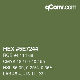 Color code: HEX #5E7244 | qconv.com