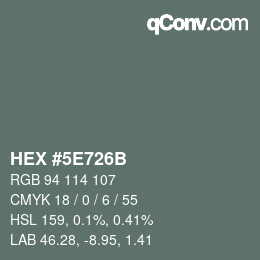 Color code: HEX #5E726B | qconv.com