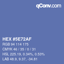 Farbcode: HEX #5E72AF | qconv.com