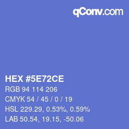 カラーコード: HEX #5E72CE | qconv.com