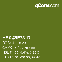 カラーコード: HEX #5E731D | qconv.com