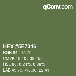 Color code: HEX #5E7346 | qconv.com