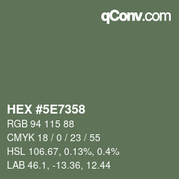 Color code: HEX #5E7358 | qconv.com