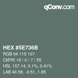 Color code: HEX #5E736B | qconv.com